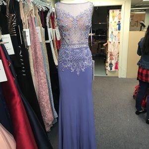 Purple Beaded Gown 16020